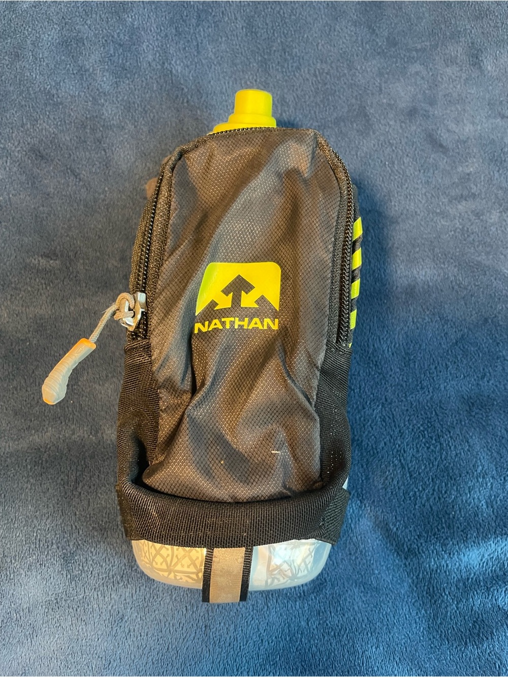 Nathan Black and Yellow Handheld Hydration Water Bottle